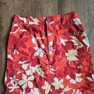 Columbia Cargo Skirt Womens 6 Blue Floral Print 100% Cotton Mini Utility Hiking